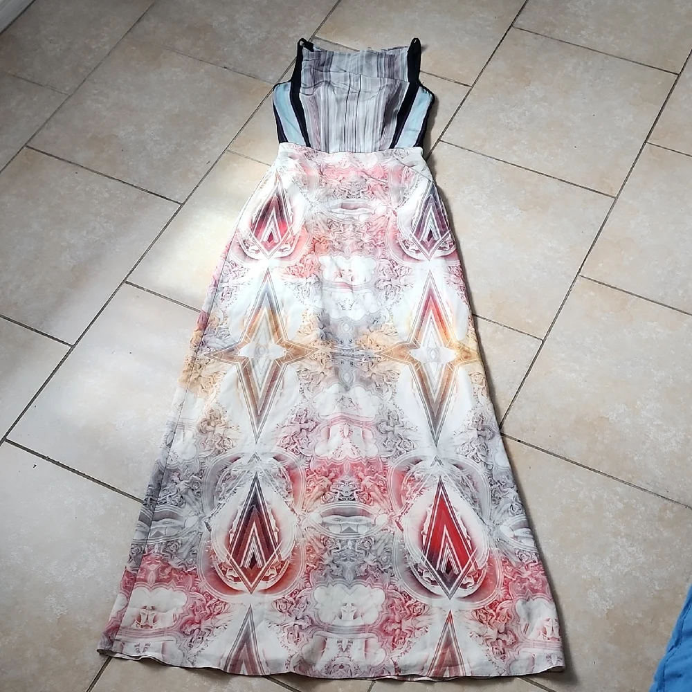 Ted Baker Silk Multicolor Maxi Dress Size 0 - Picture 1 of 14